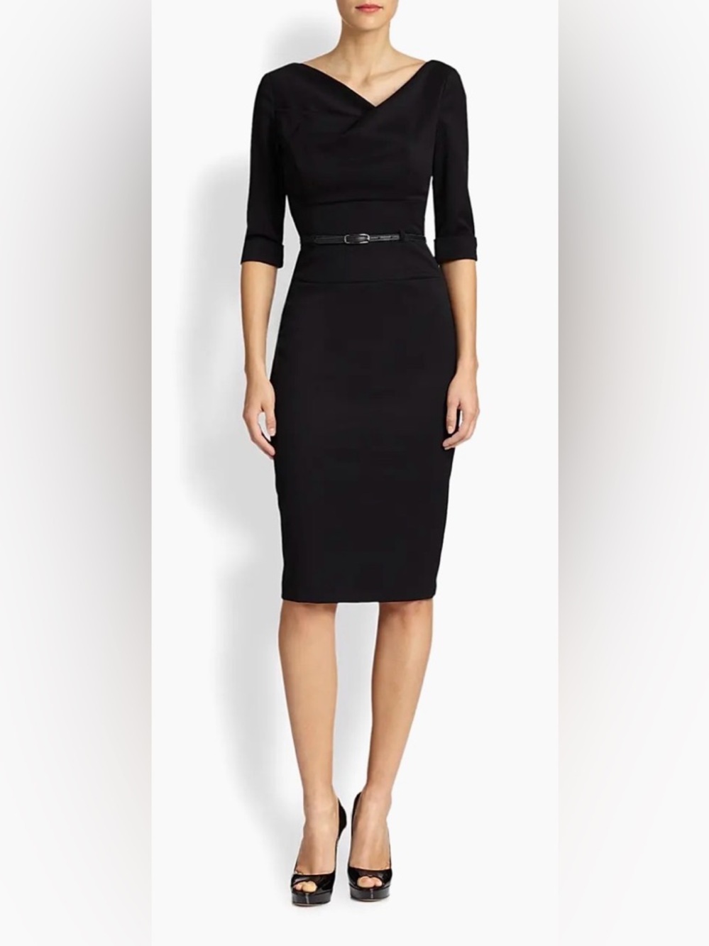 Black Halo Jackie O Three-Quarter Sleeve Dress